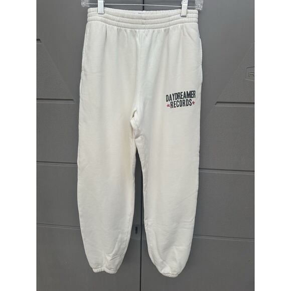 Daydreamer Records Ivory Slouchy Cotton Boyfriend Jogger Sweatpants Womens Small - Picture 2 of 11